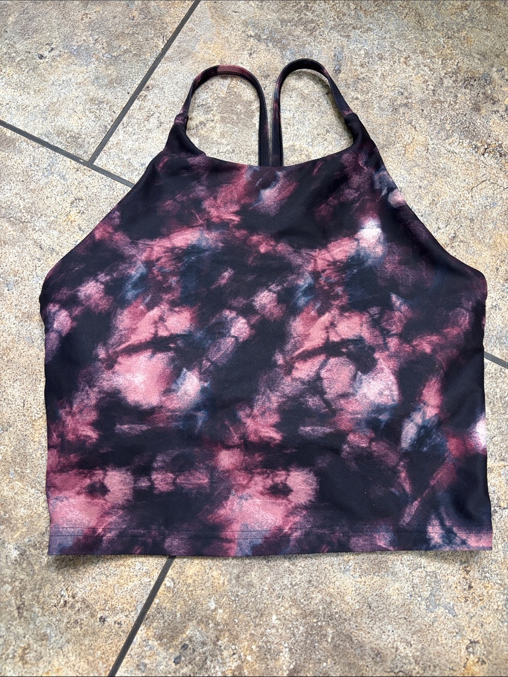 Old Navy Black and Pink Tie-Dye Halter Crop Top